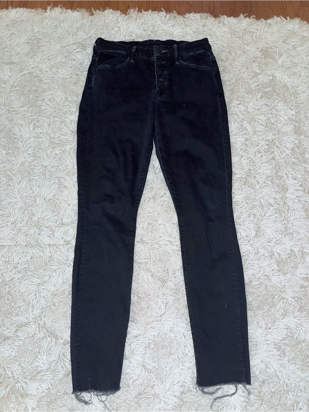 MOTHER JEANS NAVY BLUE THE PIXIE ANKLE FRAY SIZE 27